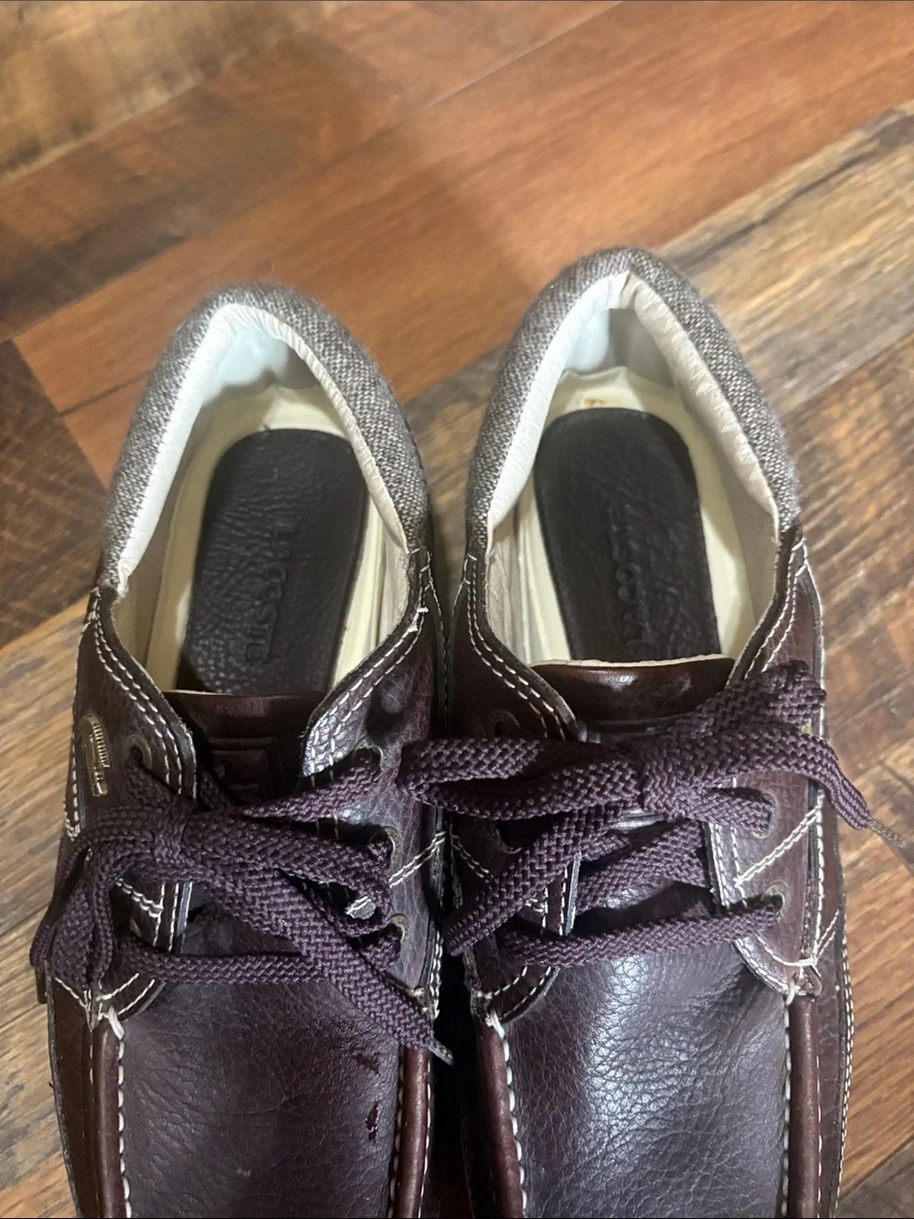 Lacoste Tahko Cab Mix Brown Leather Boat Shoes Men’s US 8 / UK 7